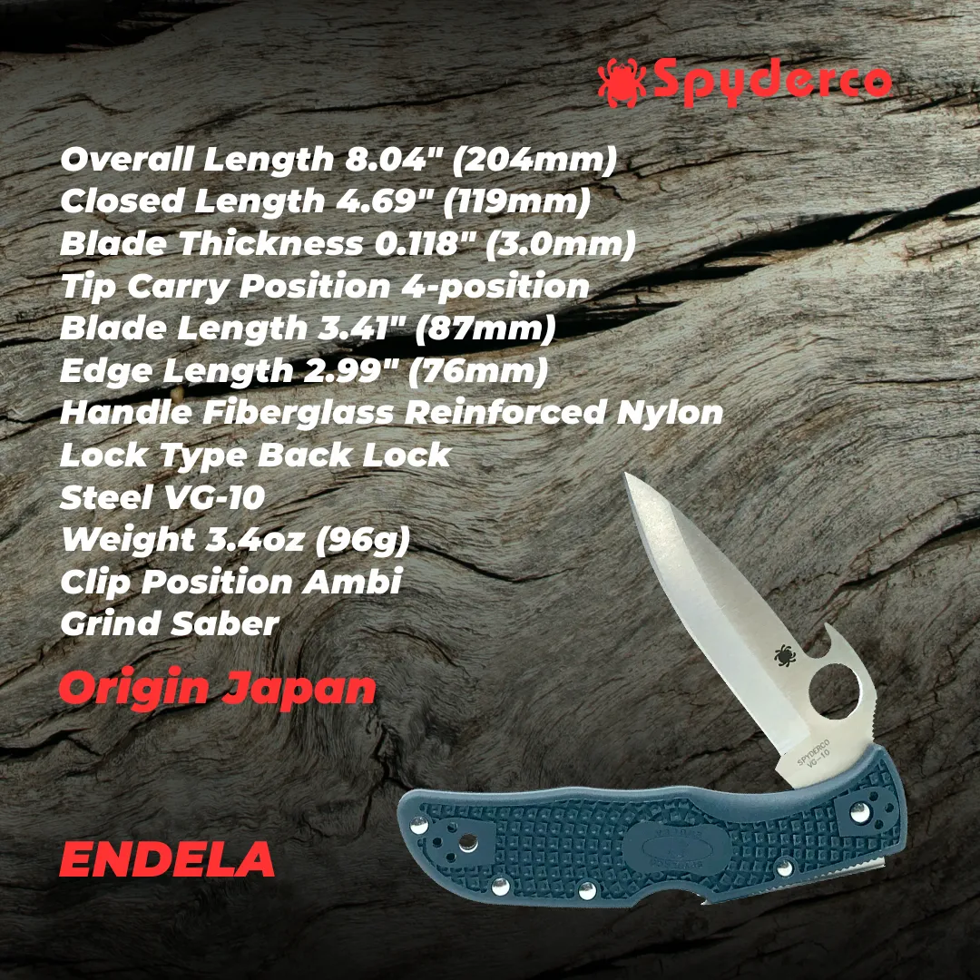 Spyderco C243PGYW Endela Emerson Opener FRN Plain Edge Pocket Folding Knife