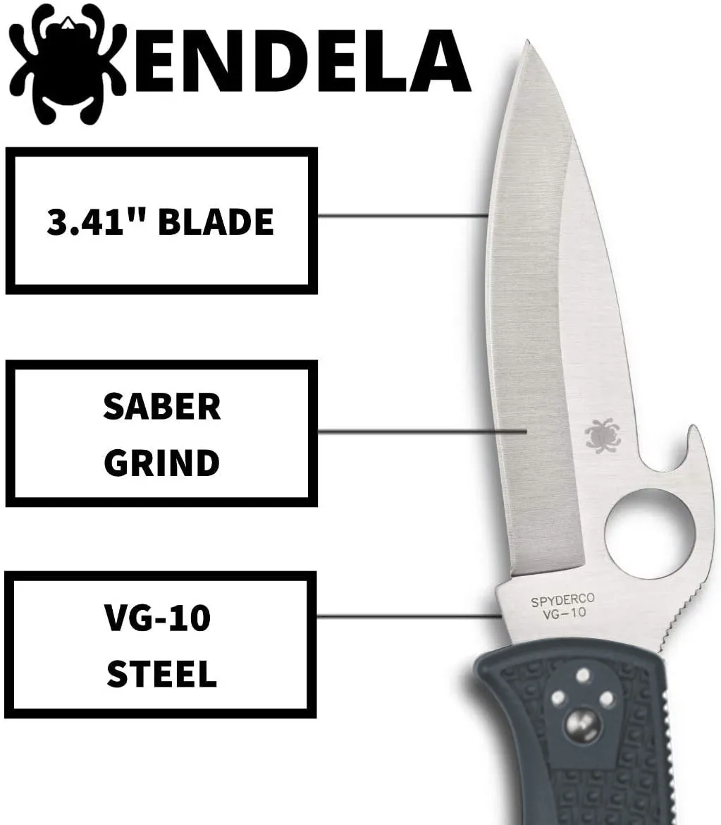 Spyderco C243PGYW Endela Emerson Opener FRN Plain Edge Pocket Folding Knife