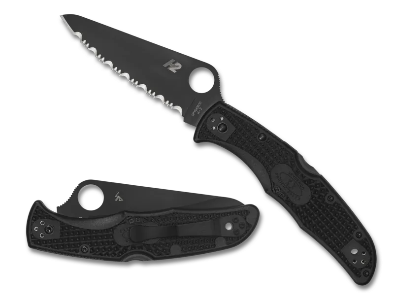 Spyderco C91SBBK2 Pacific Salt 2 Black FRN Serrated Edge Black Folding Knife