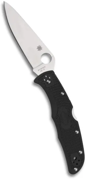 Spyderco Endura 4 Lightweight Black Flat Ground Plain Edge Folding Pocket Knife (C10FPBK)