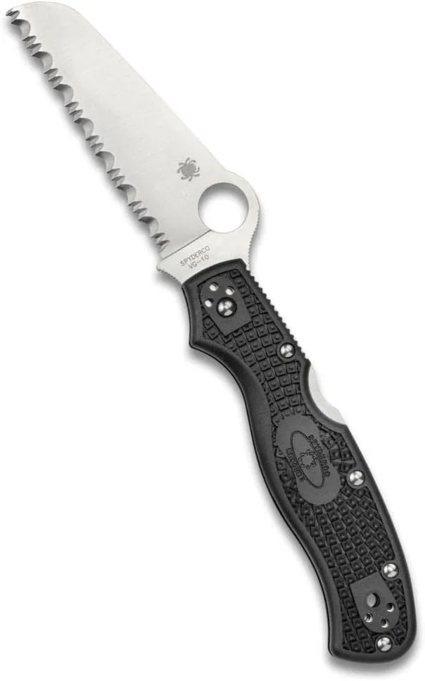 Spyderco Rescue 3 FRN Black 3.57" VG-10 Serrated Folding Pocket Knife (C14SBK3)