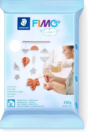 STAEDTLER Fimo Air Light Air-Drying Modelling Clay Extra Light White Ready to Use No Burning Process Necessary 350 g Pleasant Feel Does Not Stick 8130-0