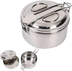 Stainless Steel Cookware Set Outdoor Camp Cooking Cook Set Folding Camping Pot Frying Pan Bento Pot For BBQ Picnic Backpacking