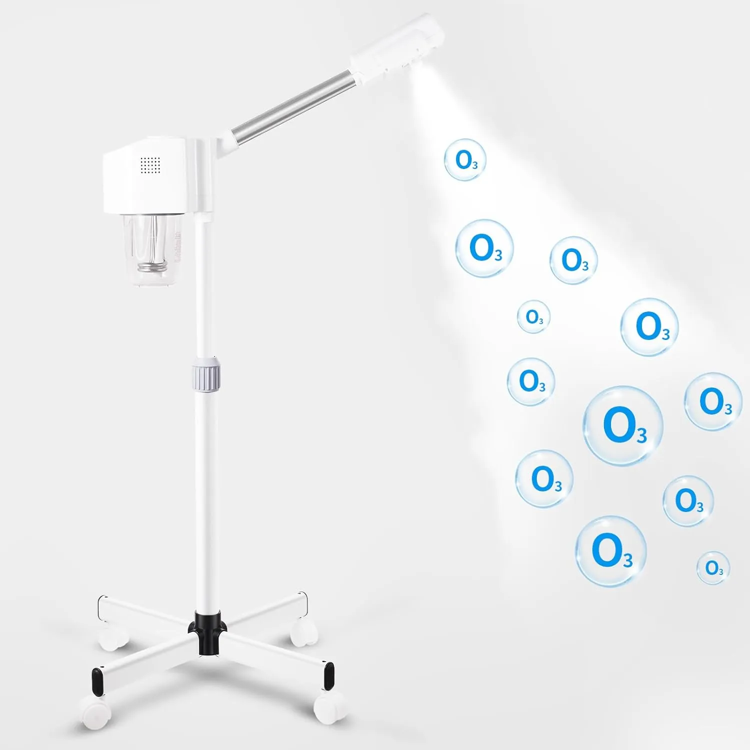 Stand Professional Ozone Facial Steamer with Touch Control, Detachable, Adjustable Height & Rolling Base, 360° Rotatable Nozzle, Hot Mist Function, Use for Home, Salon SPA