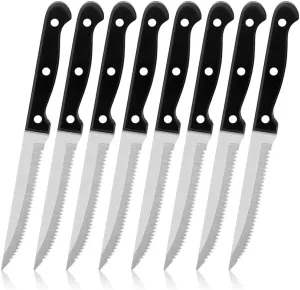 Steak Knife Set, 4/6/8 Steak Knives Set of Stainless Steel Serrated Steak Knife kitchen Camping Restaurant Steak Knives Dishwasher Safe (Color : Set-8pcs), ZCCX8548