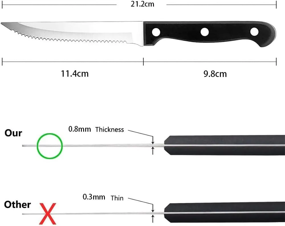 Steak Knife Set, 4/6/8 Steak Knives Set of Stainless Steel Serrated Steak Knife kitchen Camping Restaurant Steak Knives Dishwasher Safe (Color : Set-8pcs), ZCCX8548