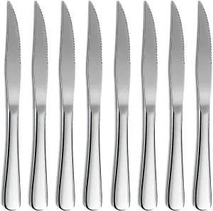 Steak Knife Set, Kyrtaon Serrated Knife, Stainless Steel Sharp Knives Set, Dinner Knifes Set of 8, Dishwasher Safe Sturdy And Easy To Clean