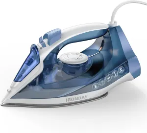 Steam Iron for Clothes Fast Heating, 1200W Iron with Non-Stick Ceramic Soleplate, Self-Cleaning, Burst of Steam, Spray Mist, 7.03oz Water Tank Ironing Clothes for Home, Blue