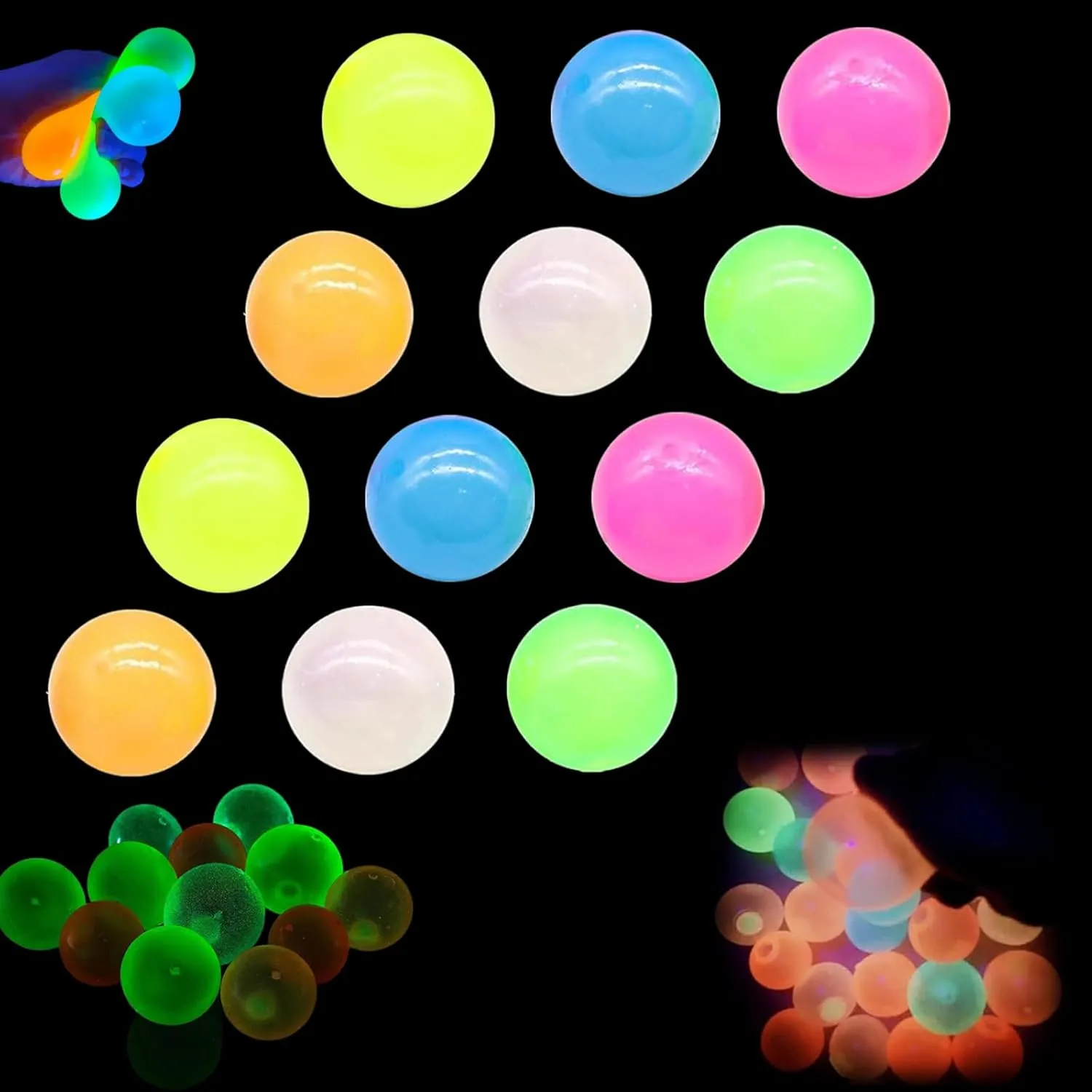 Sticky Squash Balls, Globes Sticky Balls, Goobless Balls, Sticky Balls for Ceiling, Glow in The Dark Sticky Balls That Stick to The Ceiling, Sticky Ceiling Balls, Glow in The Dark Sticky Balls