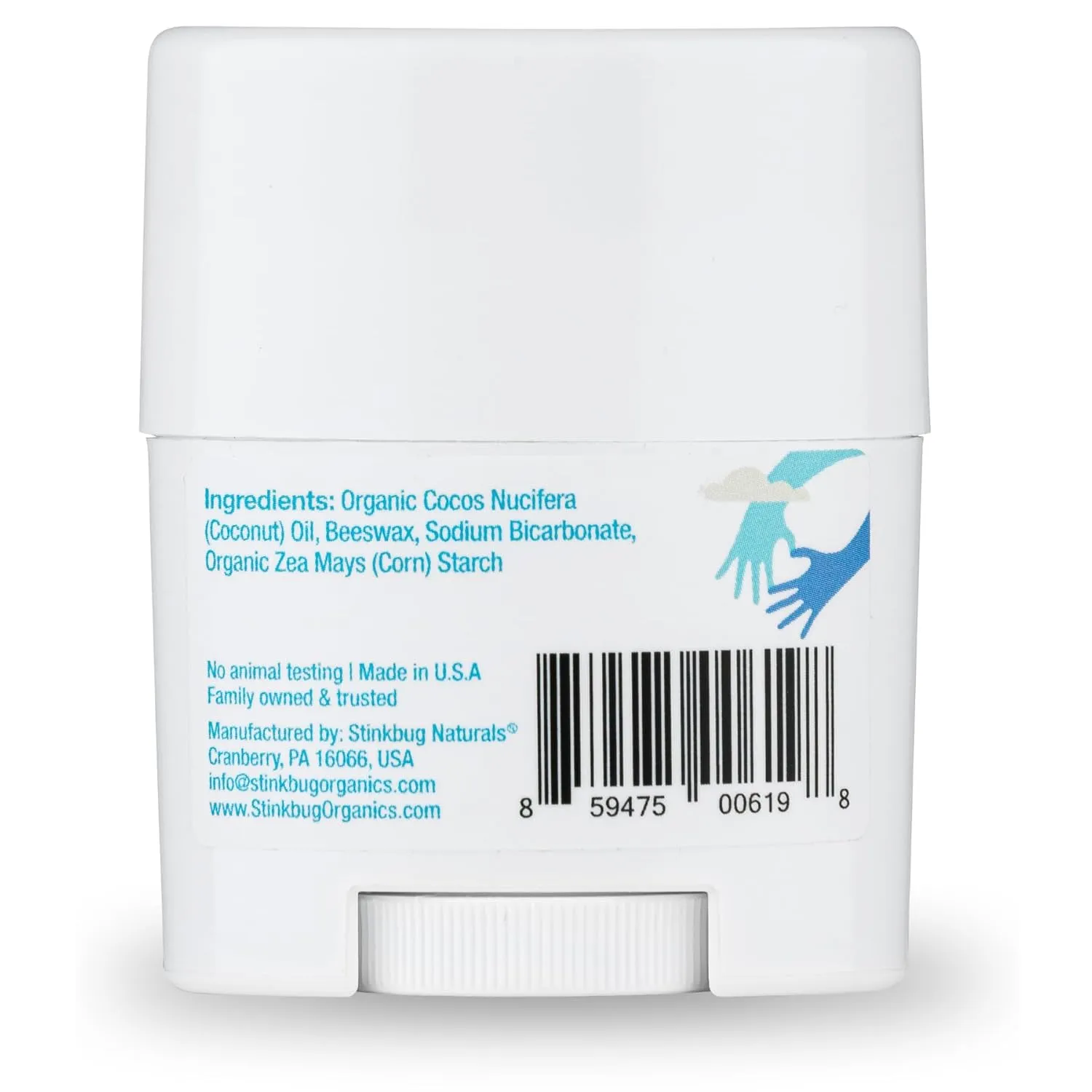 Stinkbug Naturals Aluminum Free Organic Travel Size Deodorant Stick with Unscented, Coconut Oil, Paraben Free, Sensitive Skin Deodorant, 0.75 Ounce Pack of 6