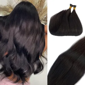 Straight I Tip Hair Extensions Real Human Hair for Black Women,#1B Natural Black Stick I Tip Human Hair Extensions 50Strands Keratin 100% I Tip Hair Extensions Cold Fusion Hair Extensions 1g/s 50 Gram