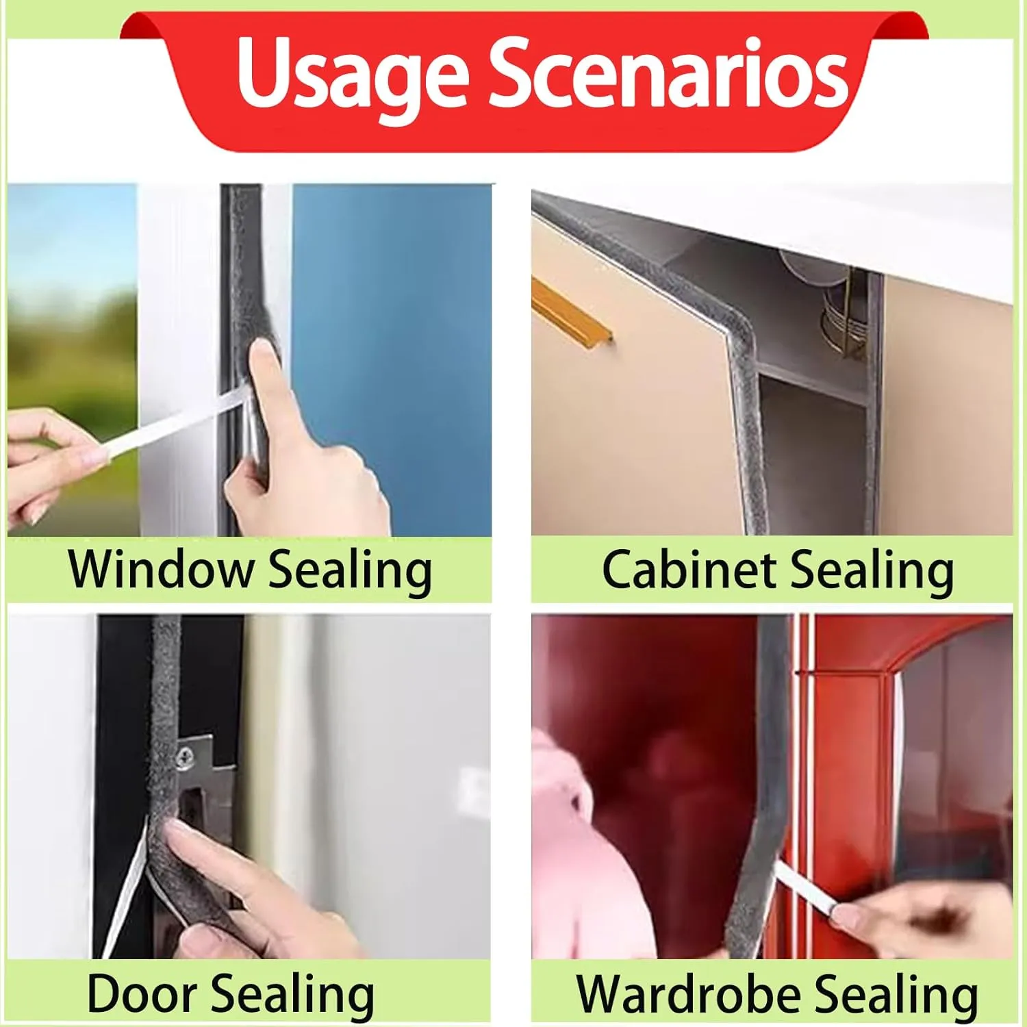 Strong Adhesive Brush Weather Stripping for Sliding Windows and Door Frames - Seal Strip for Soundproofing,Waterproof, and Windproof - Durable and Wear Resistant,0.9"x 0.4"x 66Ft Total