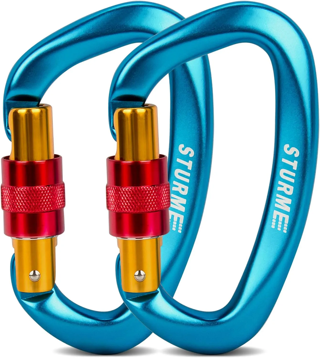 STURME UIAA Certified Climbing Carabiner Clips, 2 Pack 25KN(5623lbs) Screwgate Locking Carabiner Heavy Duty Caribeener Clips, Large Carabiner D Ring for Rock Climbing & Mountaineering