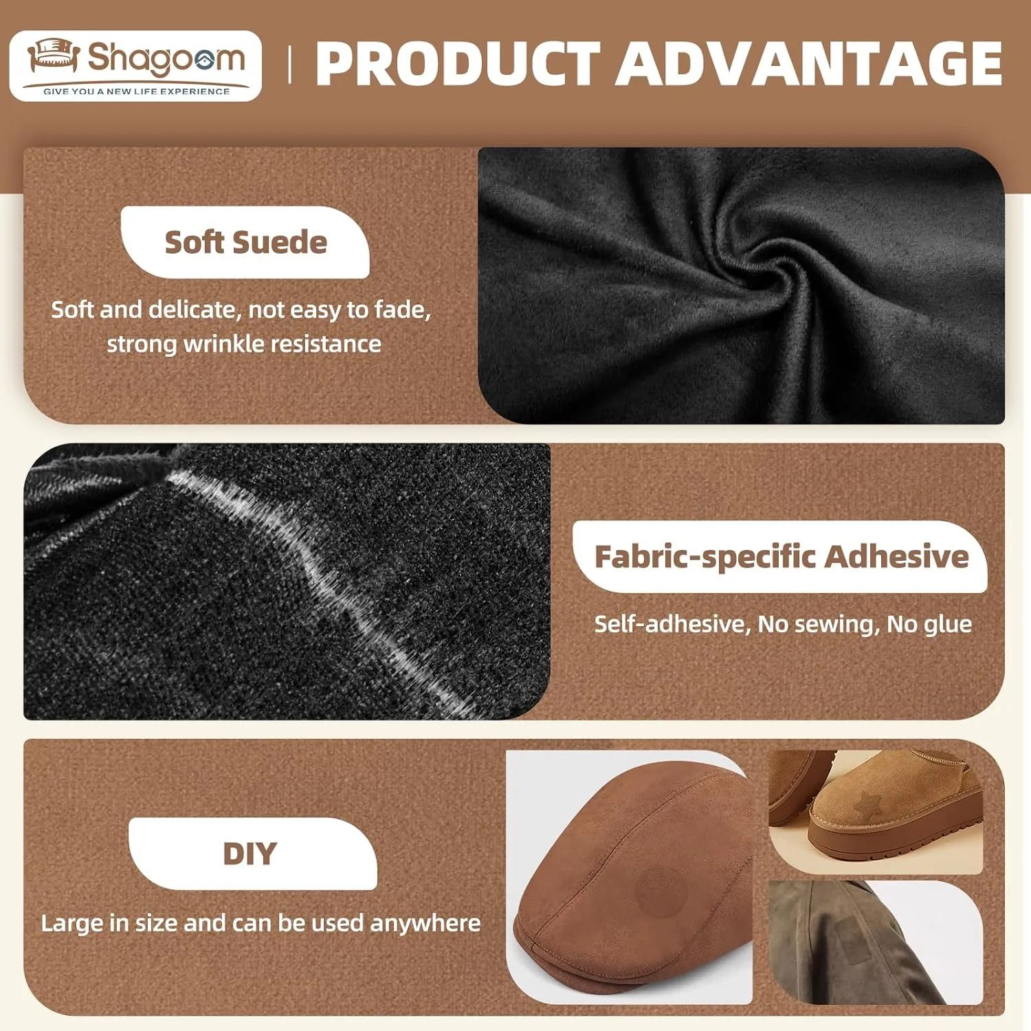 Suede Repair Patch, 17X79 Inch Fabric Large Repair Tape, Self-Adhesive Fabric Patches for Furniture, Sofa, Car Interior, Shoes, Hand Bag, Clothing (Black, 17X79 Inch)