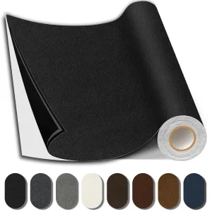 Suede Repair Patch, 17X79 Inch Fabric Large Repair Tape, Self-Adhesive Fabric Patches for Furniture, Sofa, Car Interior, Shoes, Hand Bag, Clothing (Black, 17X79 Inch)