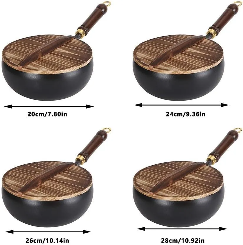 Suntuup Japanese Iron Pan, Uncoated Iron Pan – Cast Iron Skillet for All Stoves | Healthy Non-Stick Cooking Experience, Hand-Forged with Lid for Stir Fry, Frying & Grilling (Hammer Pattern 20cm)