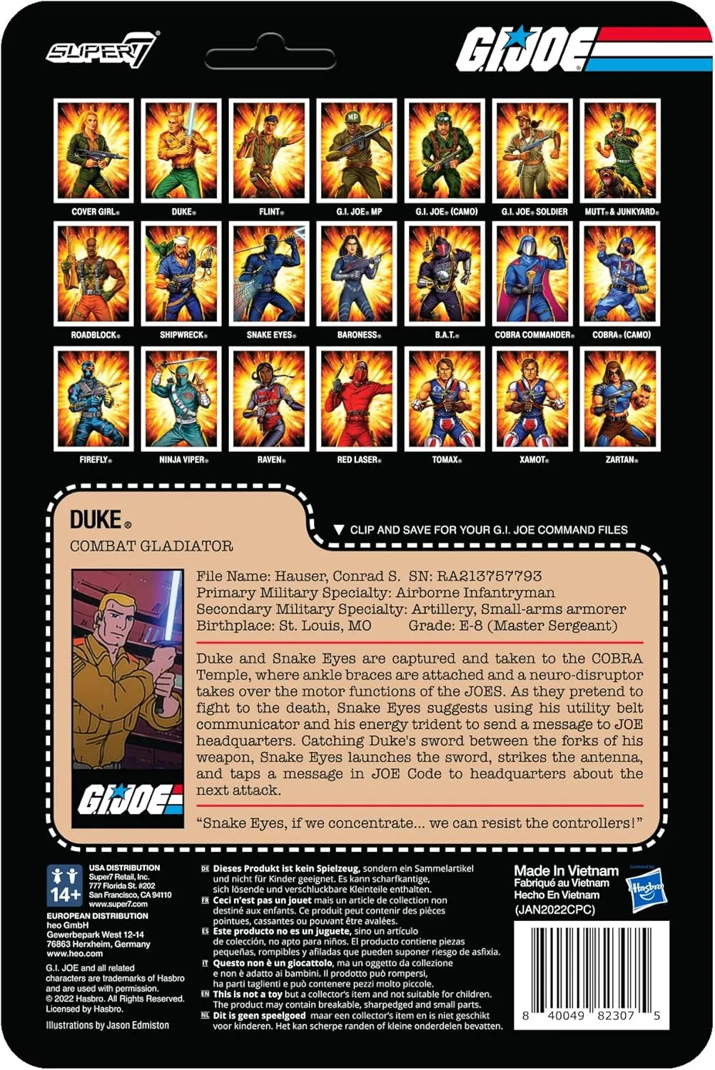 Super7 G.I. Joe Duke (Combat Gladiator) - 3.75" G.I. Joe Action Figure with Accessories Classic Cartoon Collectibles and Retro Toys