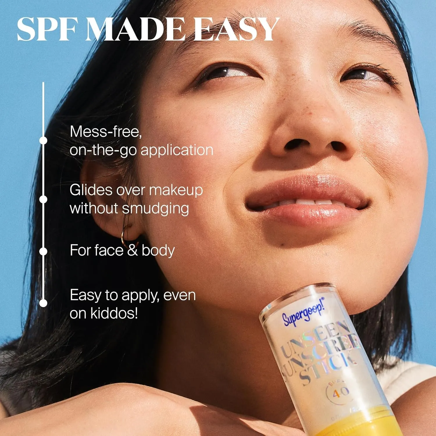 Supergoop! Unseen Sunscreen Stick SPF 40 Invisible Sun Protection - Broad Spectrum Face Sunscreen - Glides Over Makeup - Natural Finish - For All Skin Types - 0.7 fl oz