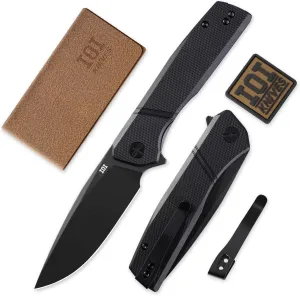 Task Force I51784 Tactical Pocket Knife for Men – 14C28N Black Titanium PVD Folding Blade, Black G10 Handle, EDC Folding Knife with Clip, Enhanced Custom LeftSide Clip for Everyday Carry & Camping