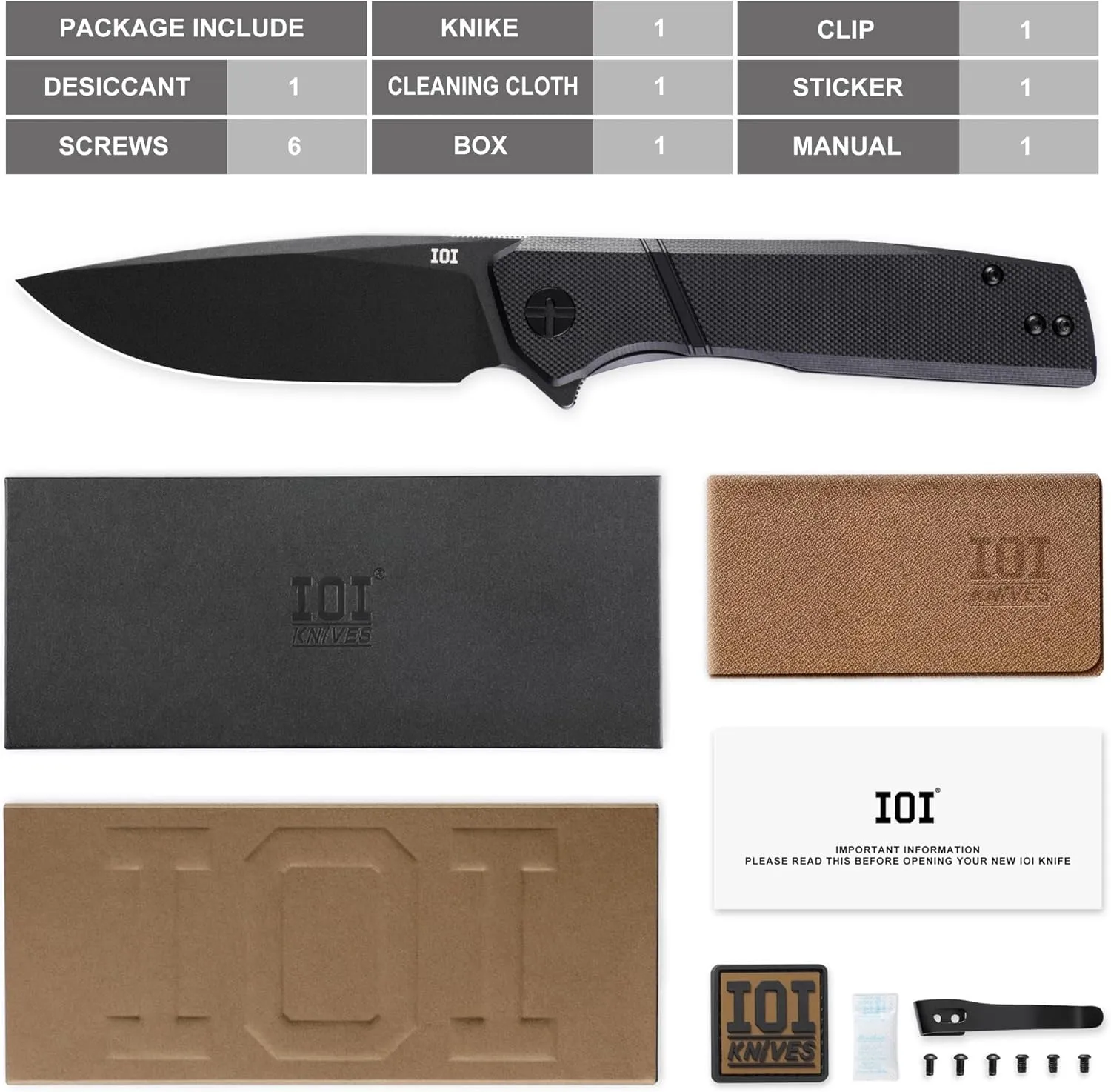 Task Force I51784 Tactical Pocket Knife for Men – 14C28N Black Titanium PVD Folding Blade, Black G10 Handle, EDC Folding Knife with Clip, Enhanced Custom LeftSide Clip for Everyday Carry & Camping