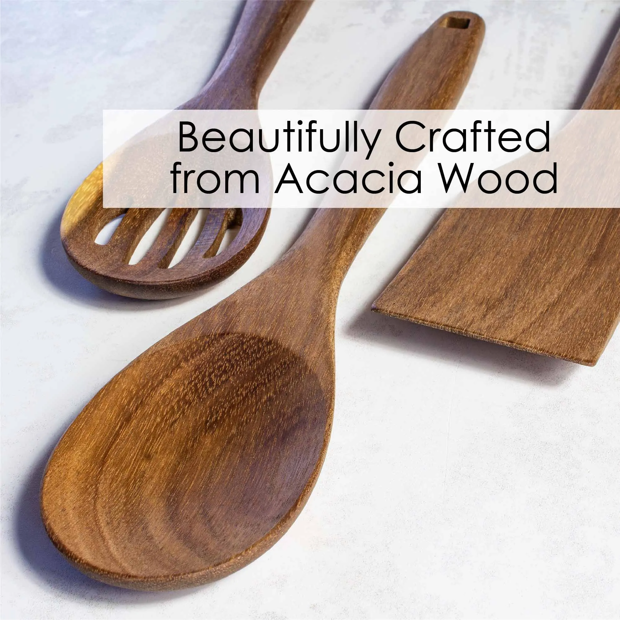 TB Home® 3-Piece Acacia Wood Cooking Utentsil Set, 12-1/2"