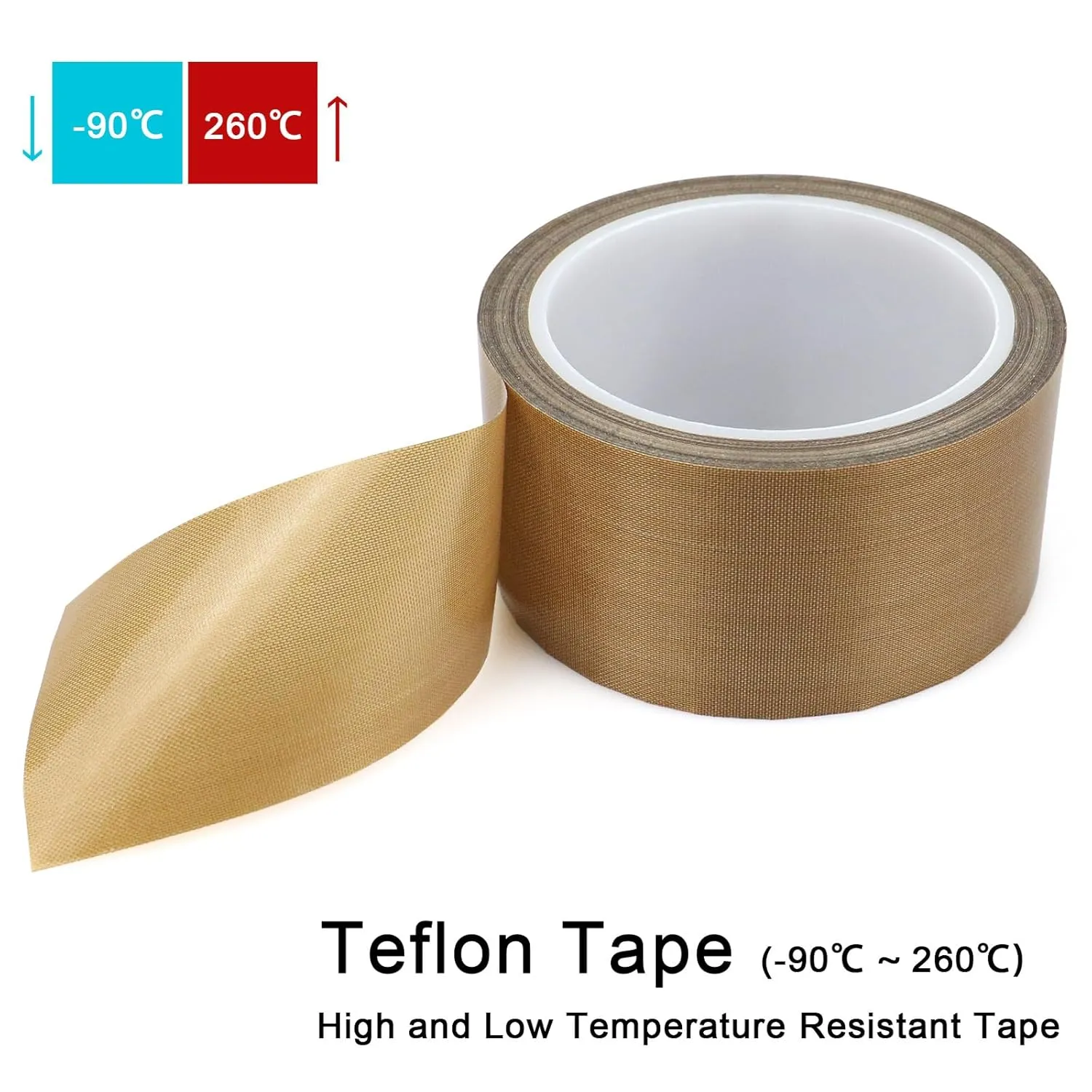 Teflon Glass Cloth Tape, (2-inch x 33 Feet x 0.18mm) High Temperature PTFE Coated Fiberglass Adhesive Tape for Vacuum Sealer Machine, Hand Impulse Sealers Insulation (2inches x 33feet)