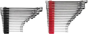TEKTON Long Fixed/Flex Head 12-Point Ratcheting Box End Wrench Set with Modular Organizers, 34-Piece (1/4-1 in., 6-24 mm) | WRB95306