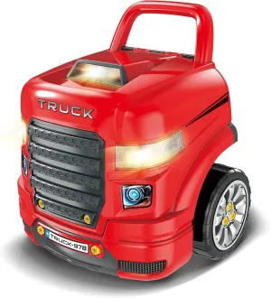 The Bubble Factory Truck Mechanic Engine Workshop (Red) - Cool Take Apart and Rebuild Engine with Remote Control Car Key, Battery-Powered with Lights & Realistic Sound Effects, Pretend Play - 3 Years 
