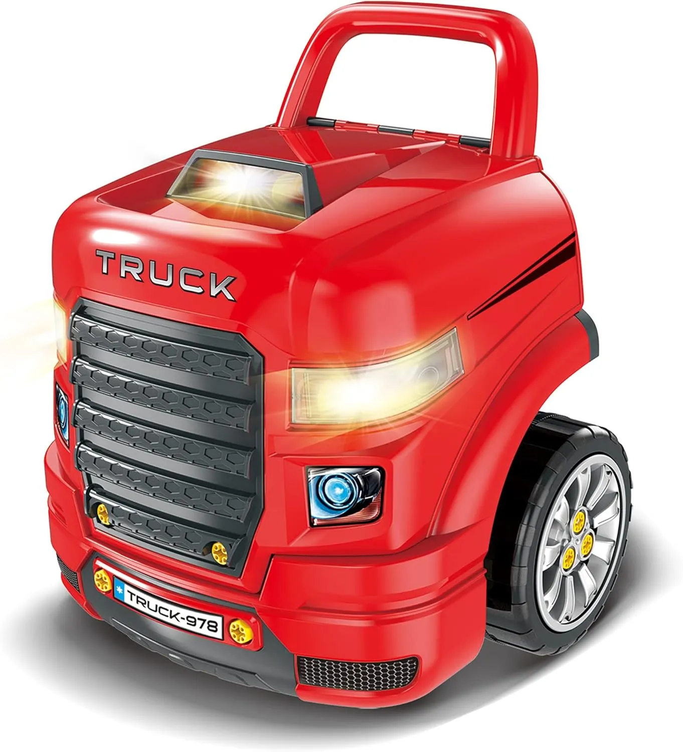 The Bubble Factory Truck Mechanic Engine Workshop (Red) - Cool Take Apart and Rebuild Engine with Remote Control Car Key, Battery-Powered with Lights & Realistic Sound Effects, Pretend Play - 3 Years 