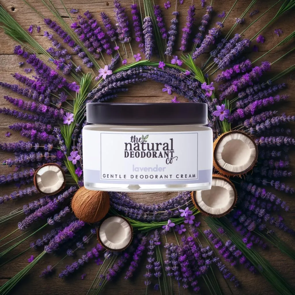The Natural Deodorant Co, Gentle Deodorant Cream Lavender 55g, Aluminium Free, Plastic Free, Sensitive Skin