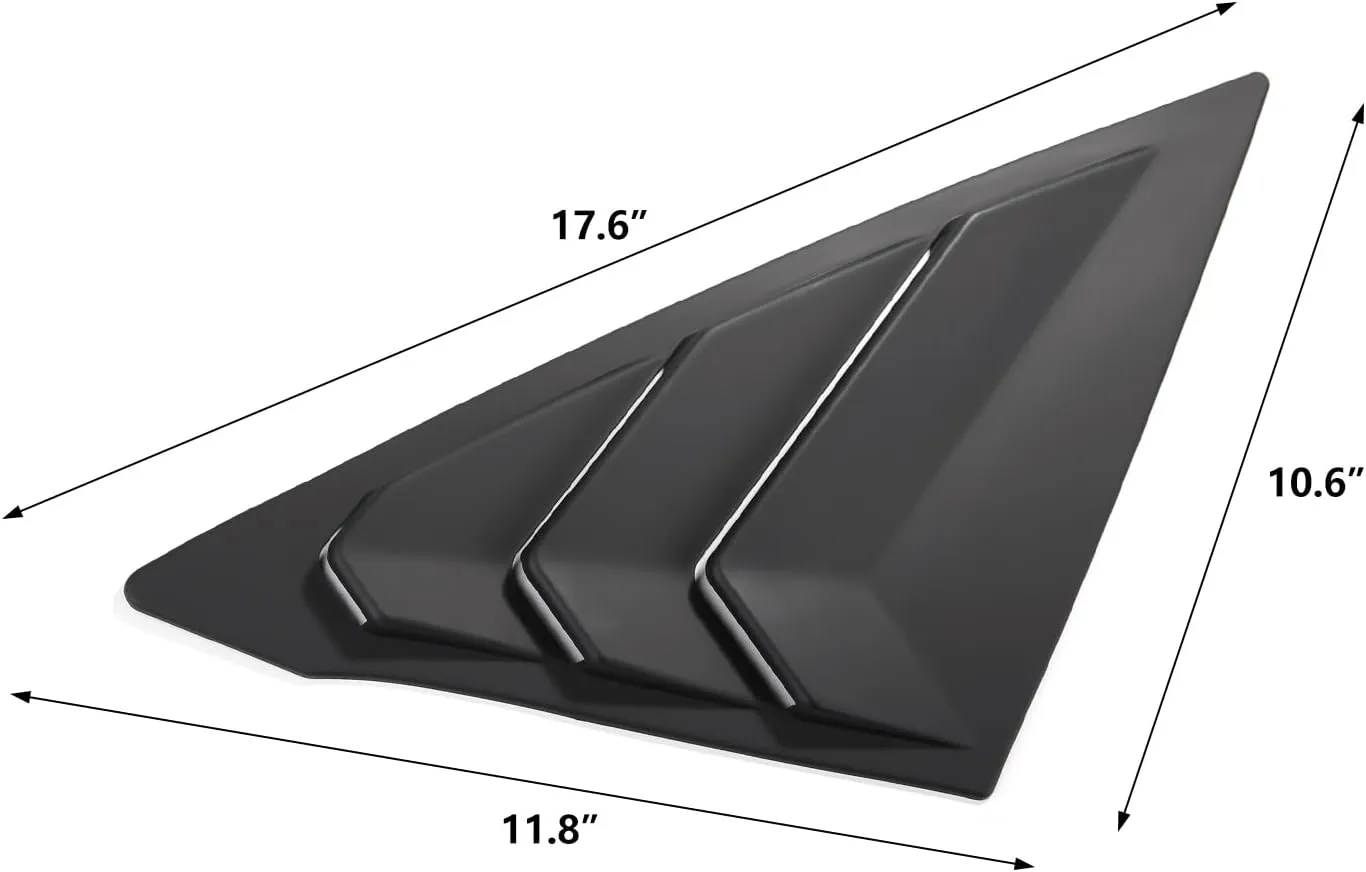 Thenice for 11th Gen Civic Rear Side Window Louvers Racing Style Triangular Window Glass Blinds Compatible with Honda Civic Sedan 2022 2023 2024 2025 -Matt Black