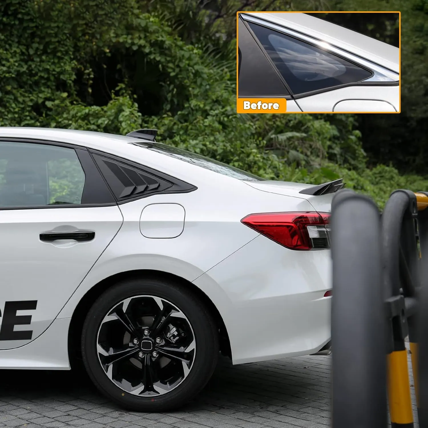 Thenice for 11th Gen Civic Rear Side Window Louvers Racing Style Triangular Window Glass Blinds Compatible with Honda Civic Sedan 2022 2023 2024 2025 -Matt Black