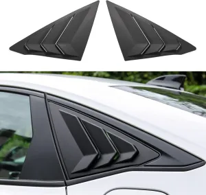 Thenice for 11th Gen Civic Rear Side Window Louvers Racing Style Triangular Window Glass Blinds Compatible with Honda Civic Sedan 2022 2023 2024 2025 -Matt Black
