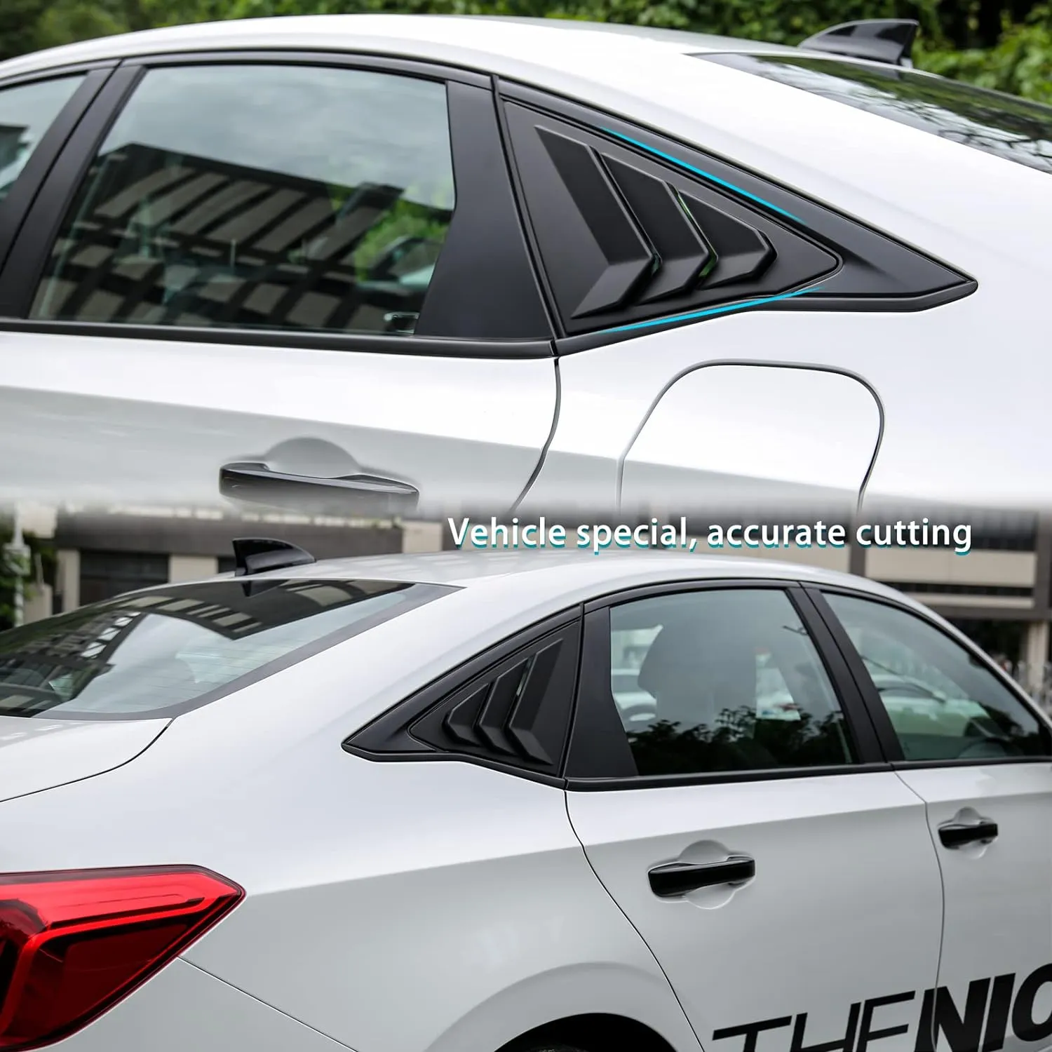 Thenice for 11th Gen Civic Rear Side Window Louvers Racing Style Triangular Window Glass Blinds Compatible with Honda Civic Sedan 2022 2023 2024 2025 -Matt Black