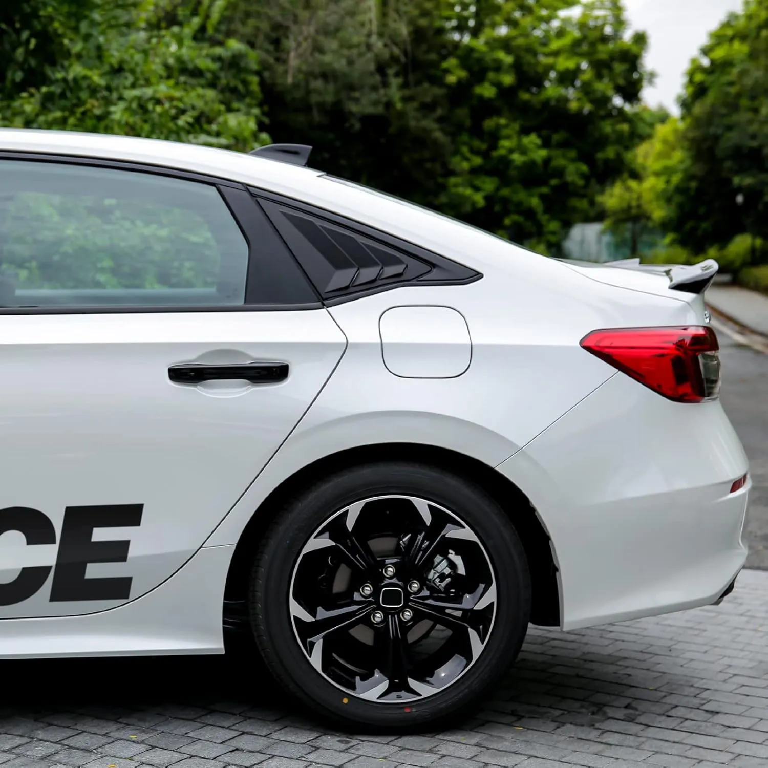 Thenice for 11th Gen Civic Rear Side Window Louvers Racing Style Triangular Window Glass Blinds Compatible with Honda Civic Sedan 2022 2023 2024 2025 -Matt Black