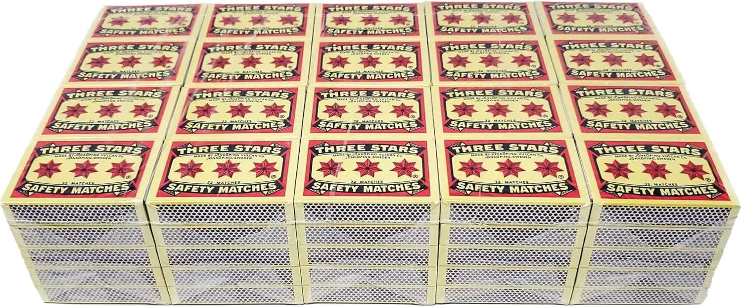 Three Stars Swedish Safety Matches - 100 Pack