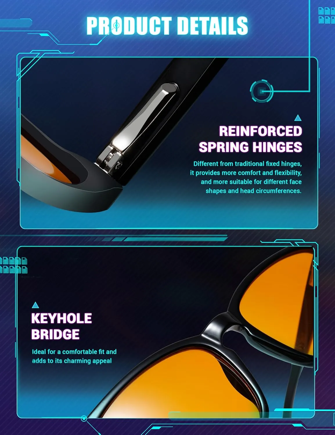 TIJN Blue Light Blocking Glasses for Computer, TV, Gaming Improve Sleep by Naturally Producing Melatonin for Women Men, Orange Lens