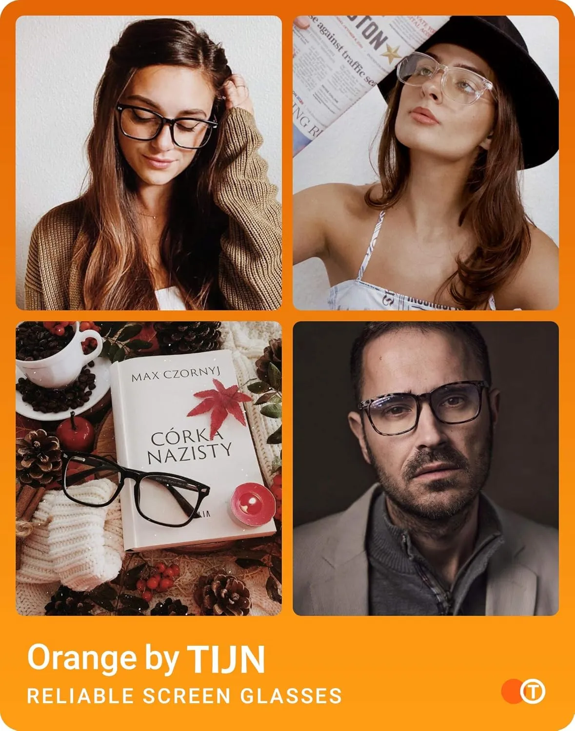 TIJN Blue Light Blocking Glasses for Women Men Clear Frame Square Nerd Eyeglasses Anti Blue Ray Computer Screen Glasses