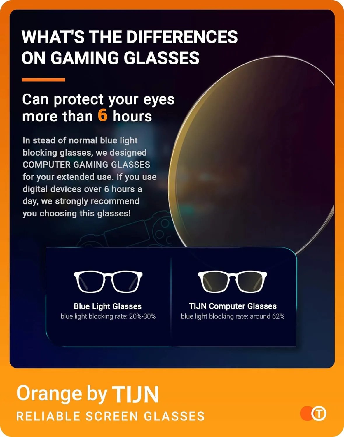 TIJN Gaming Glasses Blue Light Blocking Glasses for Women Men Nerd Eyeglasses Anti Eyestrain Anti UV Glare (Transparent(Gaming Glasses))