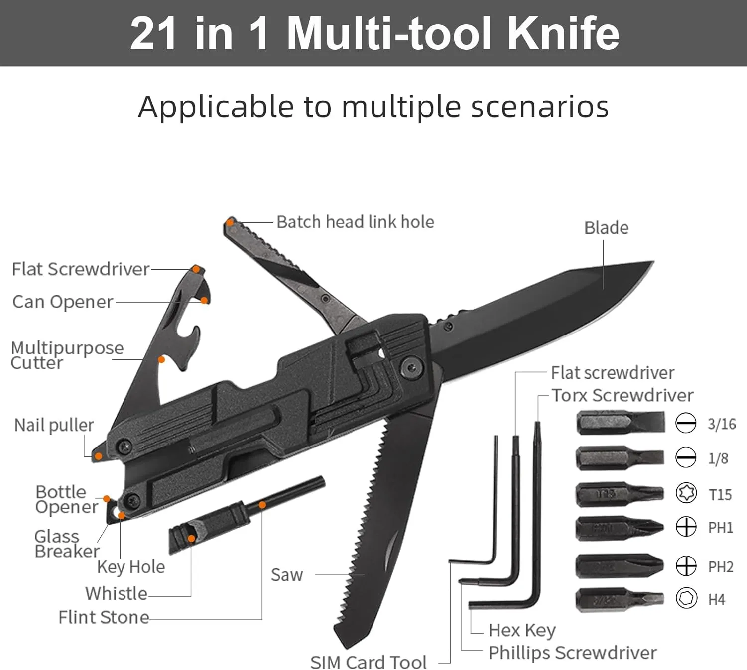 Titorld Multitool Pocket Knife Folding Knife for Men 21 in 1, Anniversary Birthday Gifts for Men Dad Him Husband, Cool Outdoor Camping Hiking Fishing Tools Gift Ideas