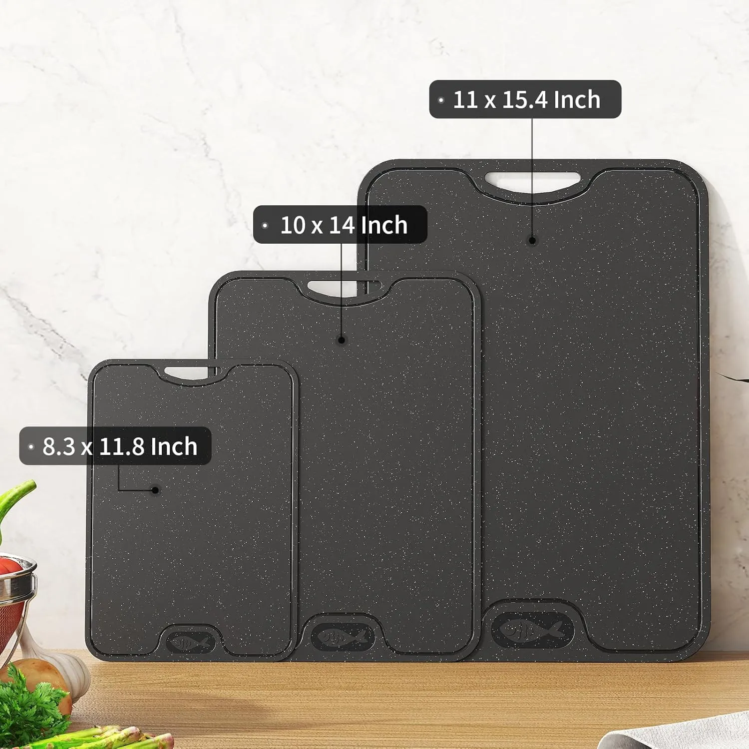 TPU Cutting Board for Kitchen, Safe Chopping Boards Set of 3, Non Slip Flexible Cutting Boards with Juice Groove, Knife Mark Resistant Chopping Mat, 2 Sided Cutting Mats, BPA Free, Dishwasher Safe