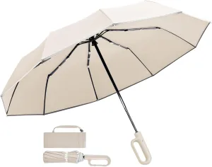 TradMall Travel Umbrella, 280T Fabric Windproof Automatic Portable Compact Folding Umbrellas for Rain with Reflective Stripe for Women and Men