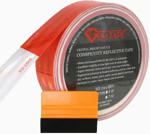 Trailer Reflector Red/White Day-Bright DOT-C2 Conspicuity Reflective Tape Trailer Safety Reflector (2"x150' with 7"/11" White/Red Pattern)