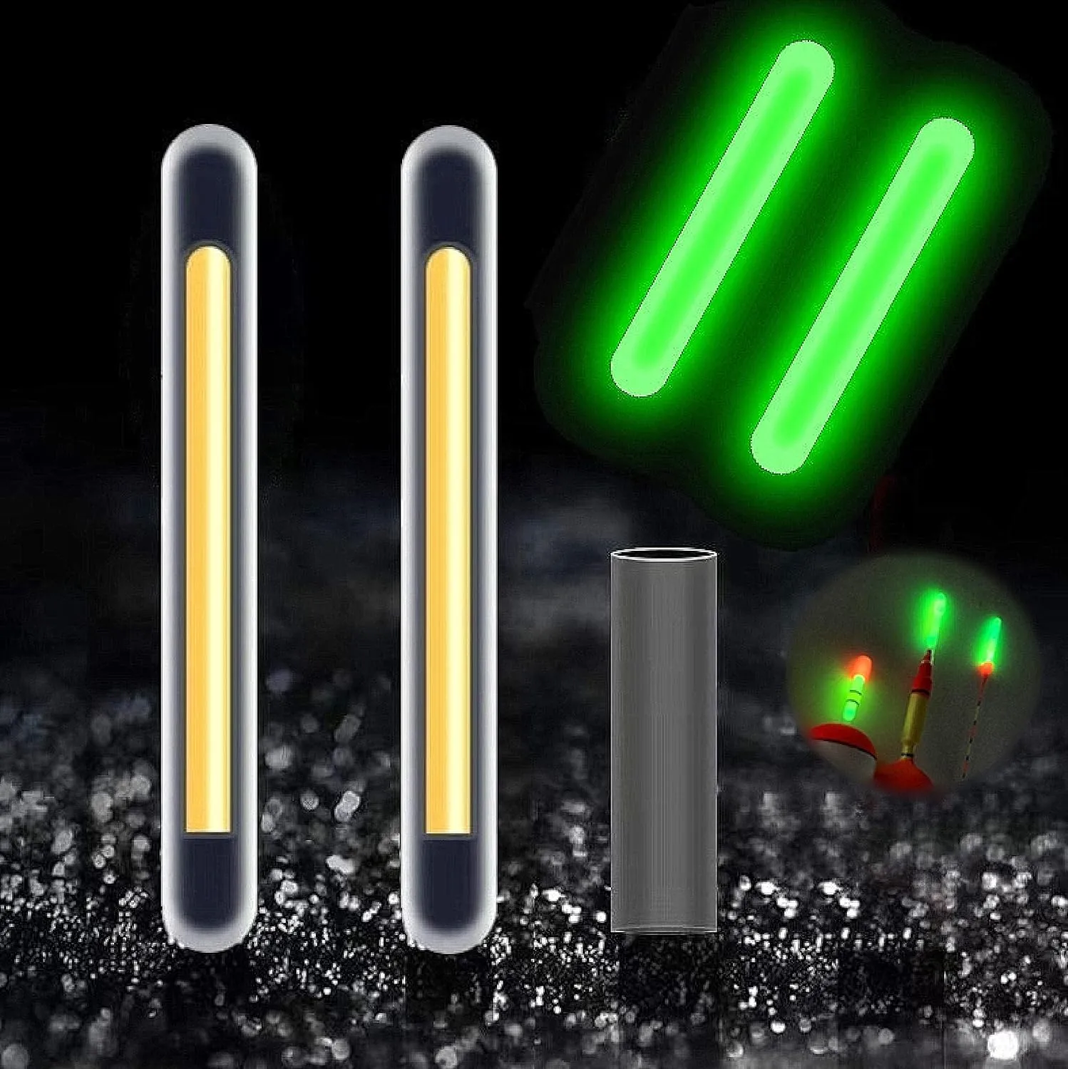 TRZLIFE Fishing Glow Sticks, 100PCS in 50 Bags. Upgraded Green Glow Sticks with Enhanced Brightness Longer Duration Greater Visibility for use on Fishing Floats Bobbers Rod Tips During Night Fishing