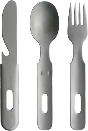 Tsubamesanjo Camping Outdoor Cutlery Set, 3 Pieces, Knife, Spoon, Fork, Aged, Made in Japan