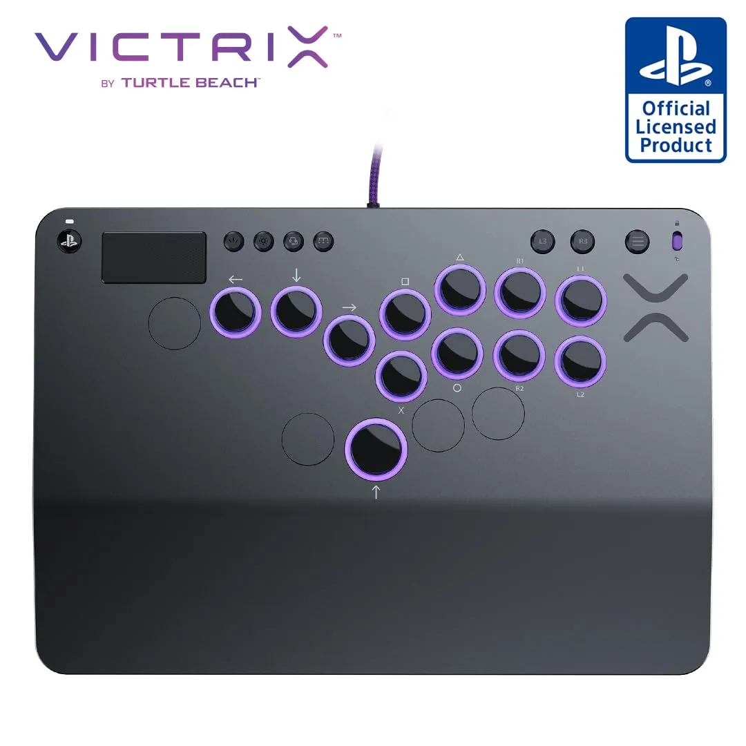 Turtle Beach Victrix Pro KO Leverless All Button Fight Stick for PlayStation 5, Officially Licensed PS5|PS4, Windows 10/11 PC, Customizable eSports Tournament Ready Controller, Arcade Controller, Gray