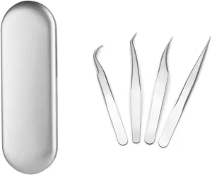 Tweezers Set for Lash Extensions, Professional Tweezer Set for Lash Extension, High Precision Eyelash Tweezers for Lash Extensions Cluster, Stainless Steel Tweezer for Nail Art Hair Craft