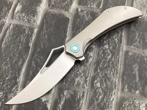 TwoSun TS476-14C28N-Sand Folding Knife 14C28N Blade TC4 Titanium Handle Camping Pocket Knife