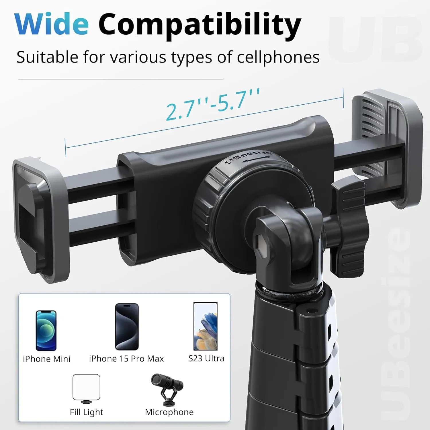 UBeesize 88’’ Flexible Phone Tripod with 14.95’’ Gooseneck, Remote and Phone Holder, Overhead Cell Phone Stand＆Selfie Stick for Video Recording, Compatible with iPhone Android Phone, Camera Black