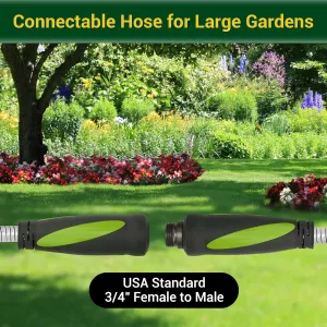 Ultimate Garden Hose Bundle: 75FT and 100FT Heavy-Duty Water Hose Set with Swivel Handle & 8 Function Nozzle for Versatile Watering Needs, Flexible, No Kink, Lightweight Metal Hoses